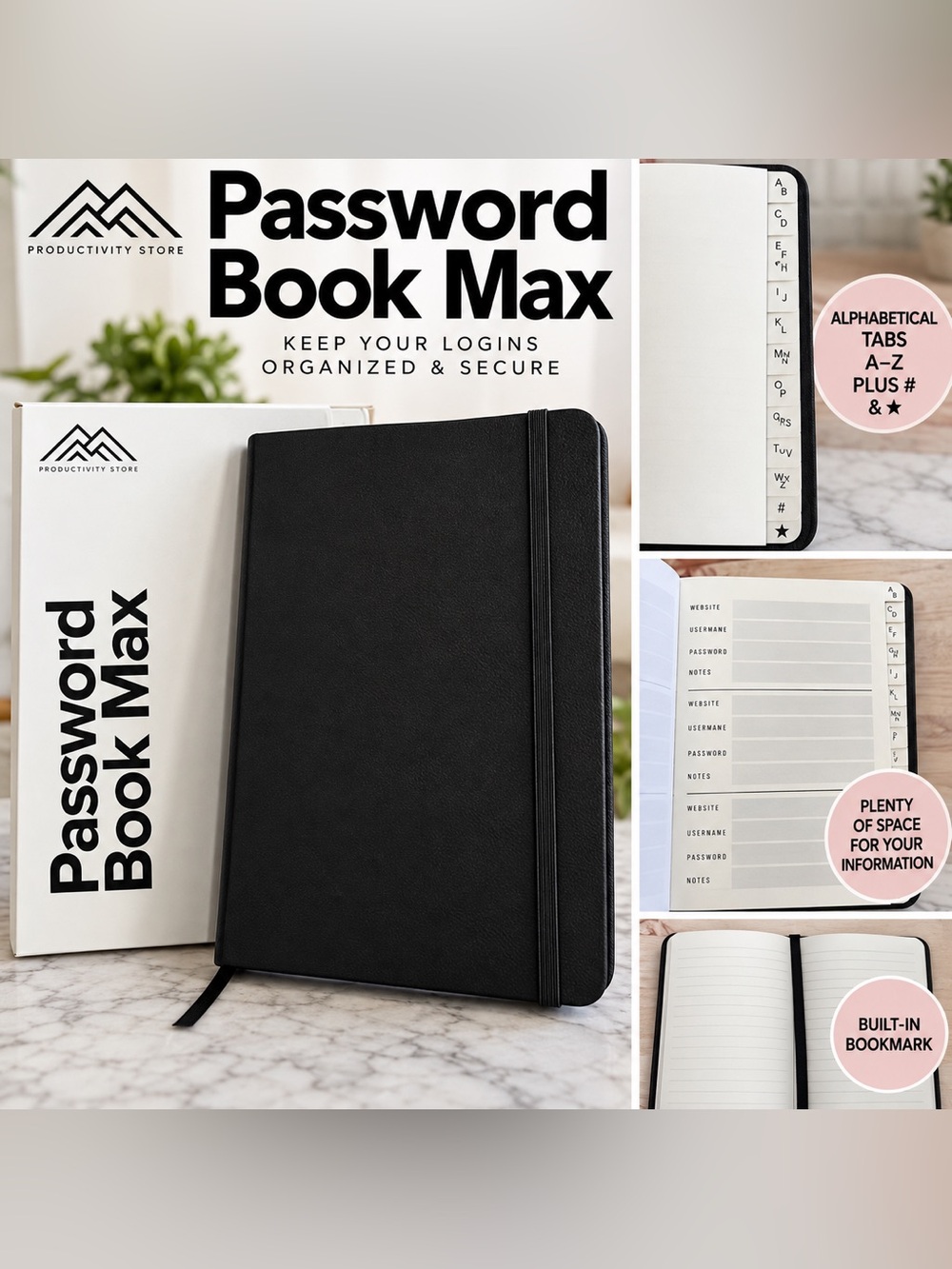 Password Book Max – Password Organizer – Black
